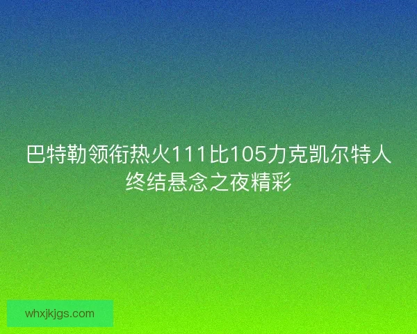 巴特勒领衔热火111比105力克凯尔特人终结悬念之夜精彩