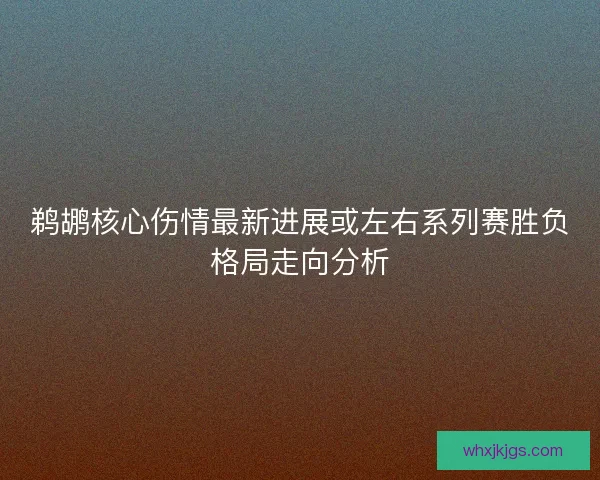 鹈鹕核心伤情最新进展或左右系列赛胜负格局走向分析